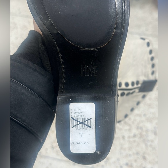 Frye NWT Black White Billy Pull On Studded Heeled Western Cowboy Boots (Size 9) - Picture 5 of 5